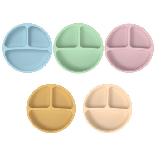 Wholesale children's dinner plate four reinforced suction cups children's bowl baby food bowl silicone dinner plate children's tableware
