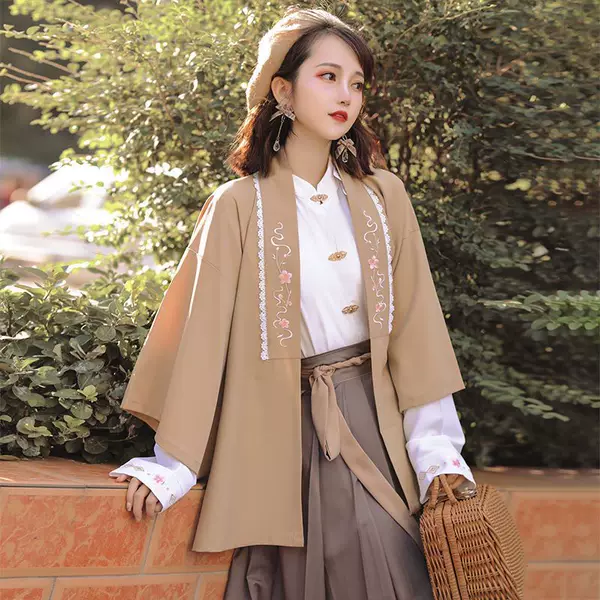[Mountain Deer] Original and Improved Hanfu Women's Han Element Collar Shirt Ming-made Daily Joker Mid-length Skirt Spring and Autumn