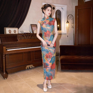 Cheongsam 2025 New Style Chinese Style Improved Young Mid-length Elegant Elegant Double-layer Silky No-pleats