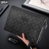 Black big O clutch square bag with small leather label