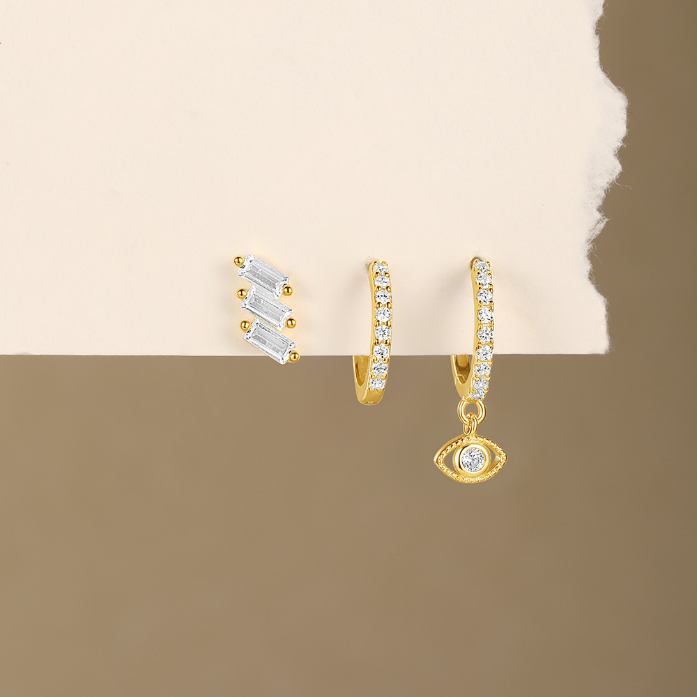 2g Weight 925 Sterling Silver Ear Needle Material Zircon Inlay Material Earrings Classification 3 Pieces Quantity Holiday, Travel, Daily Occasion 925 Sterling Silver Material Lightning Pattern Women's Gender Plating Design Simple Style, Streetwear Style 3 Pieces 925 Sterling Silver Zircon Lightning Earrings 10