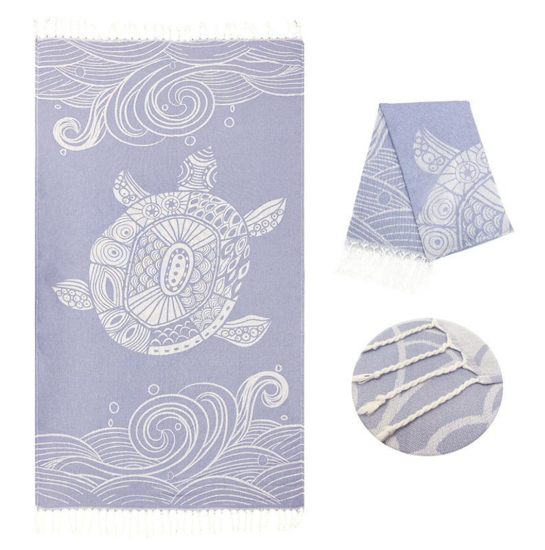 Cross-border selling Turkish beach towel tassel beach towel polyester cotton jacquard non-sand multi-pattern in stock supply