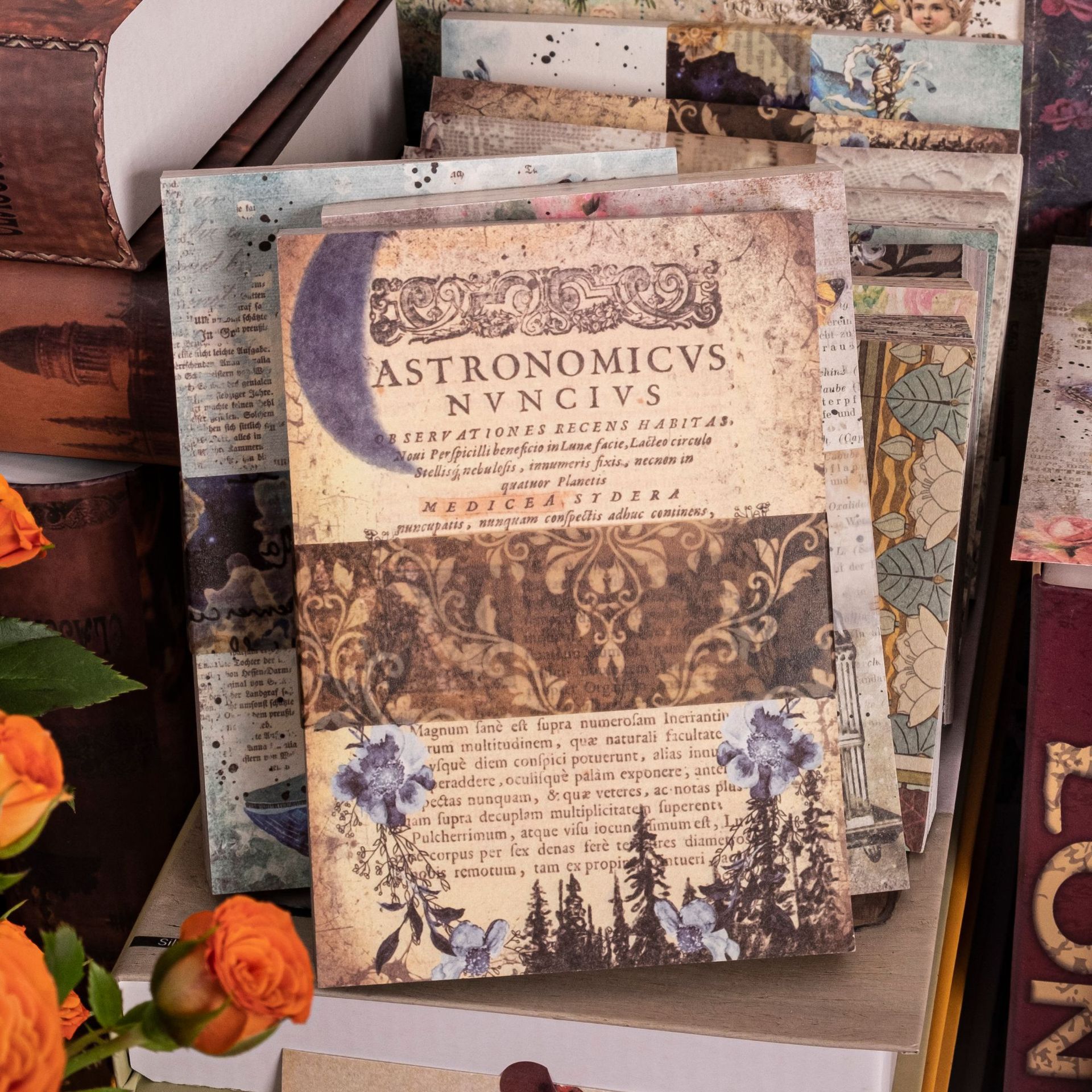 Beautiful Day Material Book, Wind Flower Message Series, 8 Choices of Retro Literary Book Materials, Decorative Stickers