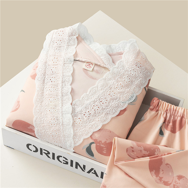 Pure cotton gauze monthly nursing pajamas spring and summer thin postpartum long sleeve maternity home clothing July Pure cotton gauze monthly nursing pajamas spring and summer thin postpartum long sleeve maternity home clothing July