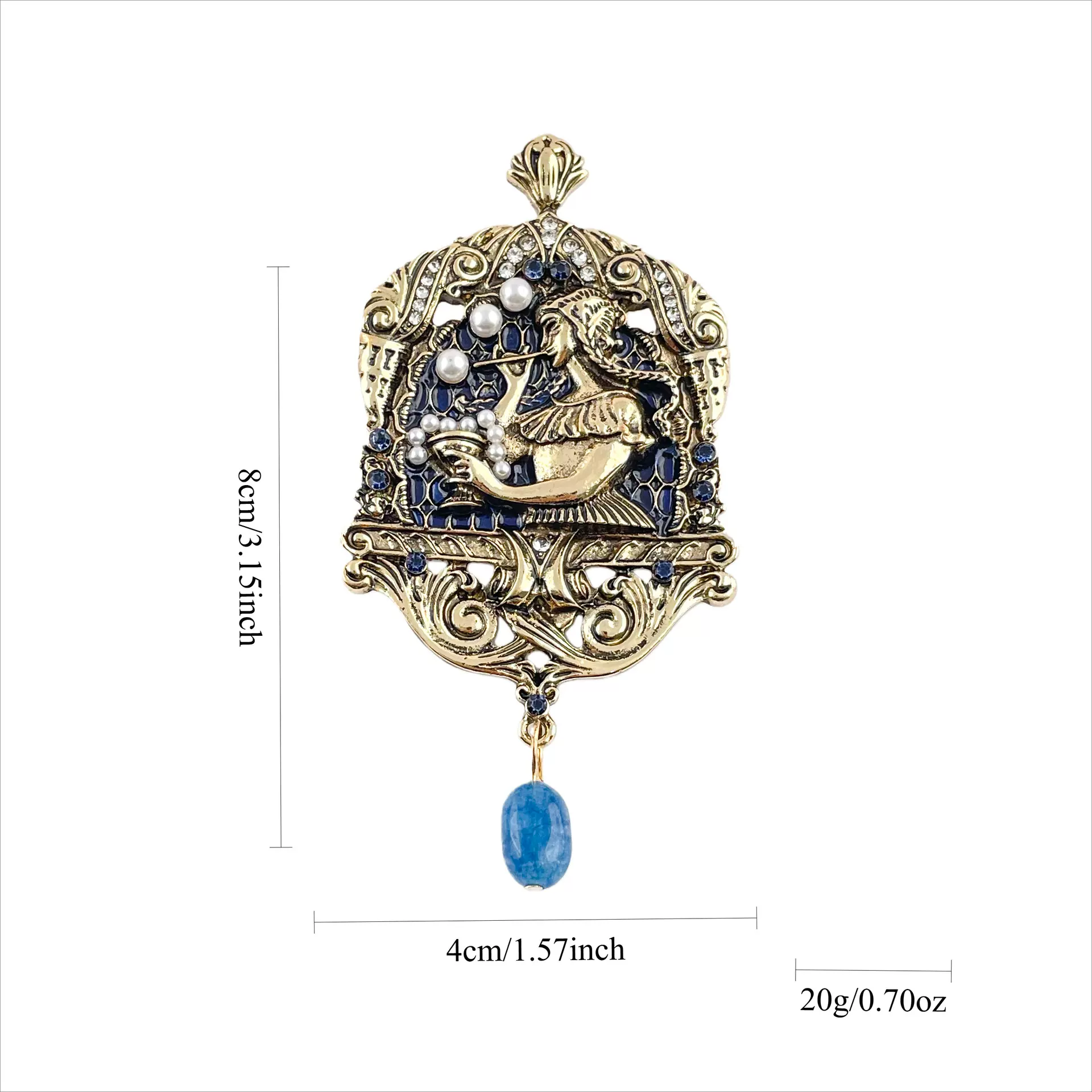 新款欧美复古宫廷风合金胸针中古高档重工做旧公主胸花别针饰品