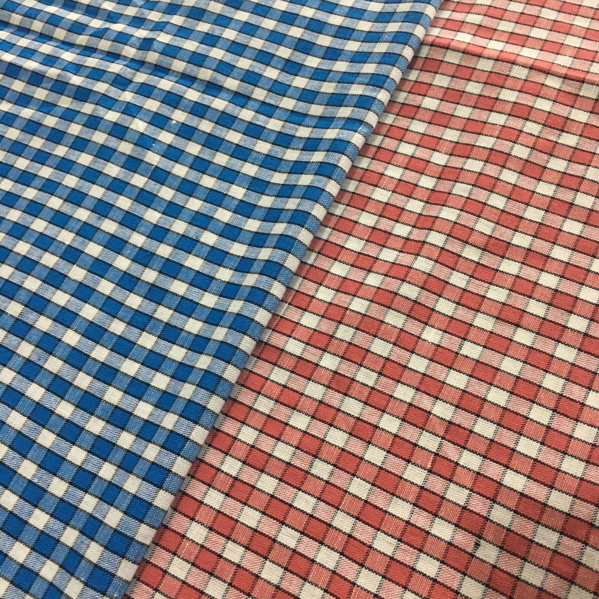 亚麻布料纯亚麻面料 色织格子 服装面料亚麻面料格子面料服装面料