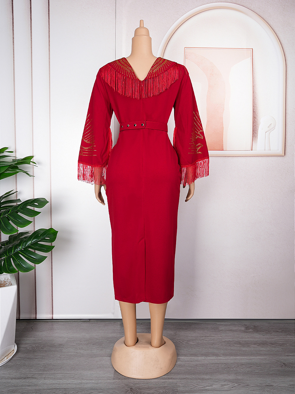 Women's Clothing plus size commuting tassel dress_voghion.com