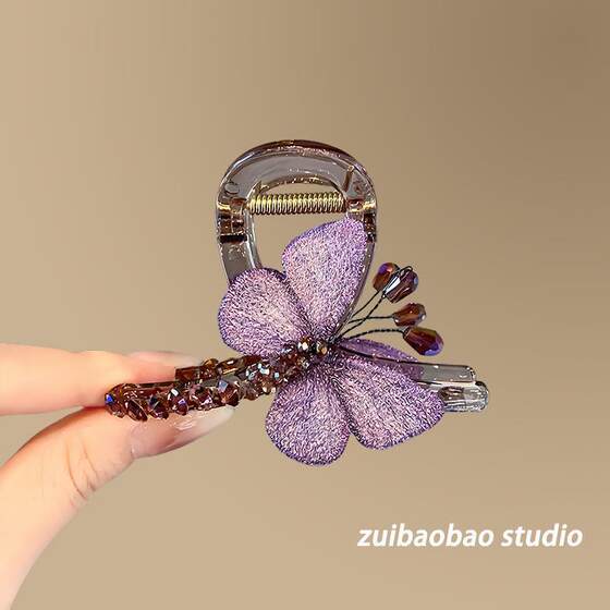 Falling Butterfly ~ Temperament Retro Style Embroidery Butterfly Grab Clip Female Medium Head Half Hair Shark Clip Hair Accessories