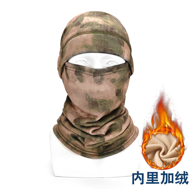 Invierno a prueba de frío cálido máscara de cara completa forrada de lana a prueba de viento capucha de la motocicleta de los hombres de camuflaje capucha polar Toalla de cara