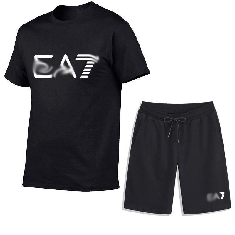2026 Summer Cross-Border Dropshipping Men's T-Shirt + Shorts Set 200g Casual Printed Short-Sleeve Top