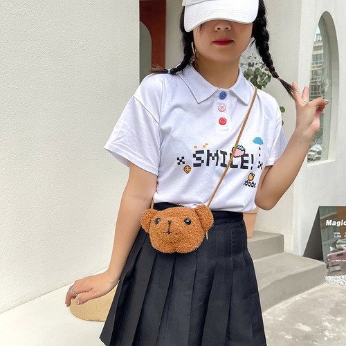 Mini sherpa bear bag 2024 new cartoon cute bear bag single shoulder doll crossbody bag trendy