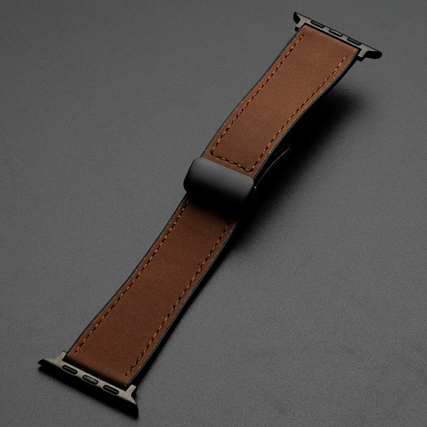 Dark brown (silicon crazy horse pattern magnetic buckle)