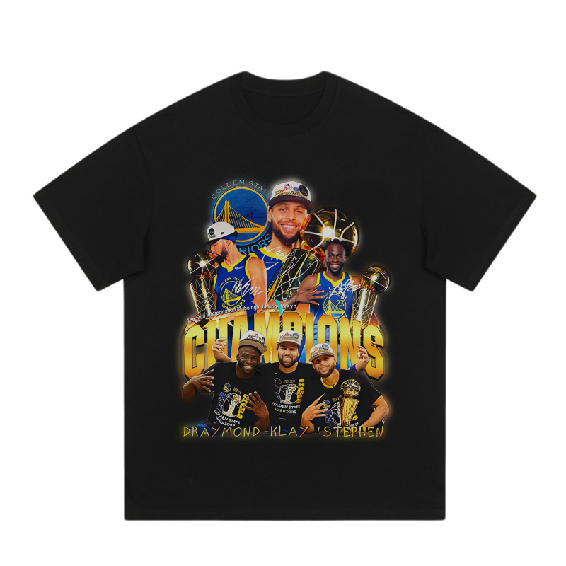 【Cross-Border European Size】American-Style T-Shirt with Prints of Basketball Stars Rose, James, Morant, Curry, Short-Sleeve, Pure Cotton, Street Style