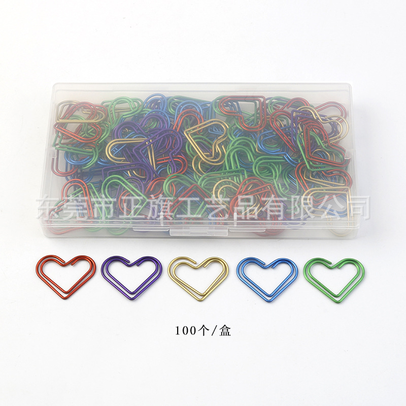 En forma de corazón clip de papel color mezclado 100 unids/caja 128g