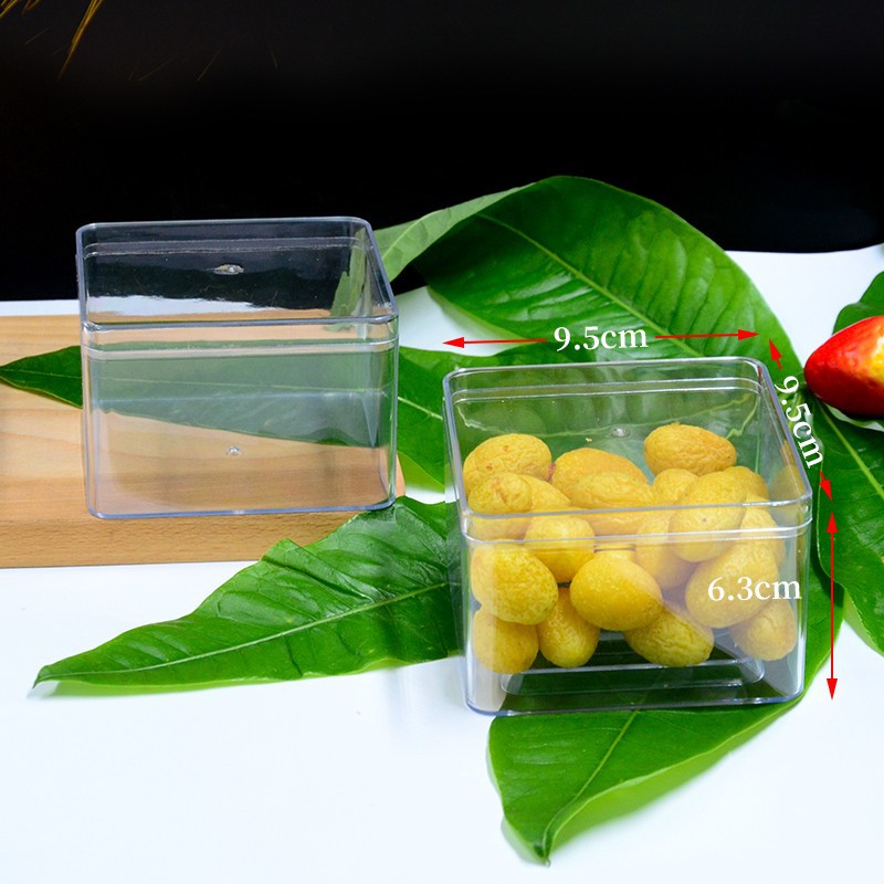 正方形塑料透明盒子点心话梅牛肉干注塑饼干盒烘焙食品包装盒降解