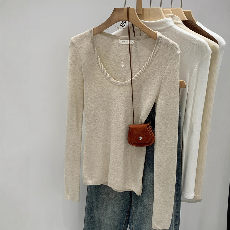 Unique and Super Nice U-Neck Long-Sleeved Knitwear for Women in Early Autum, New Slim Fit, Beautiful and Versatile Top Unique and Super Nice U-Neck Long-Sleeved Knitwear for Women in Early Autum, New Slim Fit, Beautiful and Versatile Top