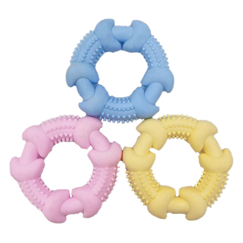 Amazon juguete Nuevo tpr PET espuma leche sabor hueso juguete perro mordedura molar espina anillo perro juguete