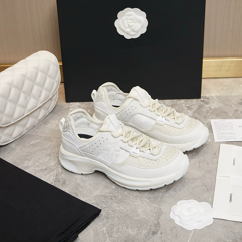 Сетчатые спортивные кроссовки, белые кроссовки на платформе, стиль Chanel