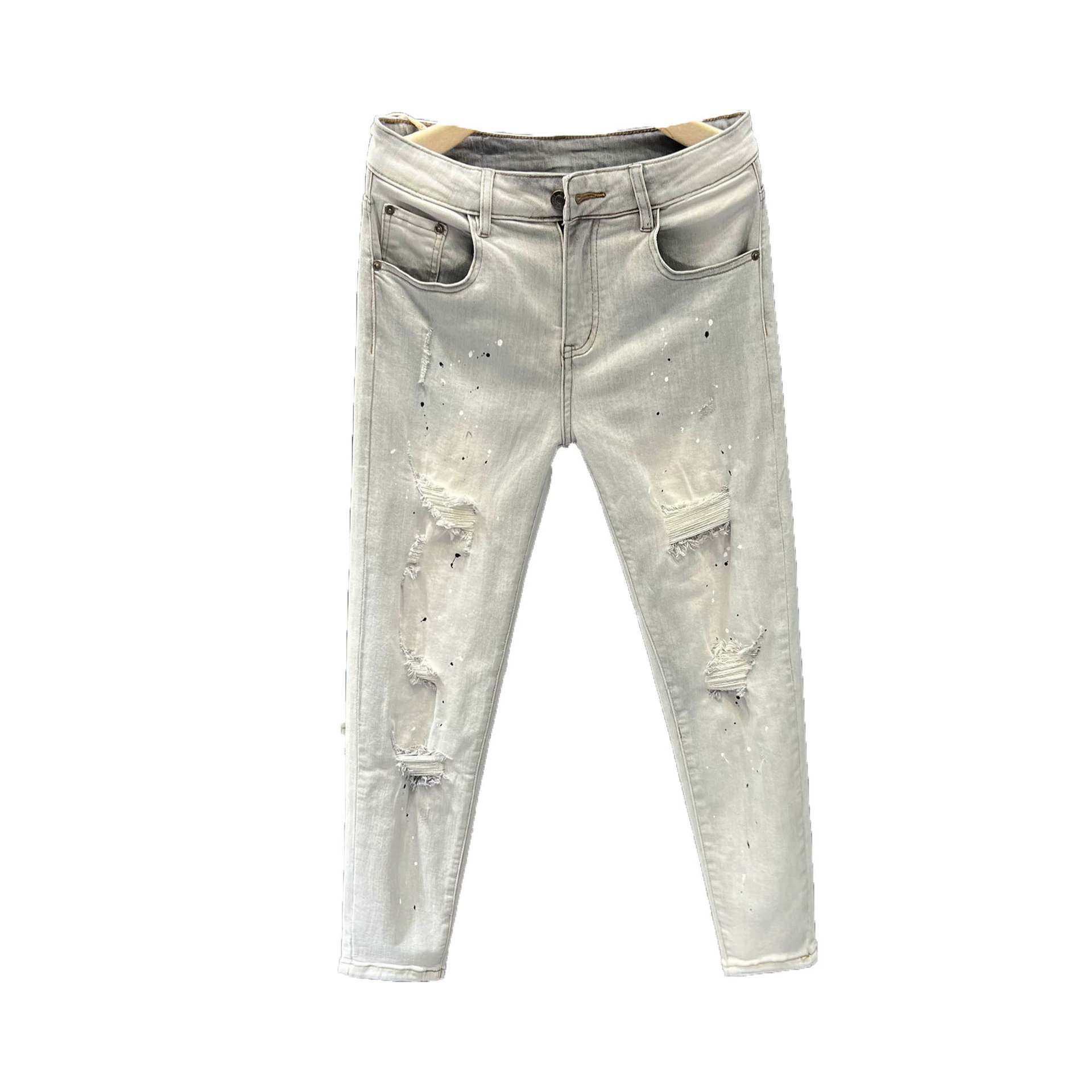 Демисезонные элитные брюки, модные джинсы, slim fit