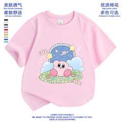 New Cute and Charming Kirby Cartoon T-Shirt for Boys and Girls - Summer Anime Short Sleeve Base Shirt - Trendy Top