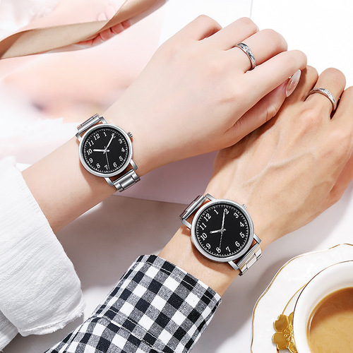 Factory direct sales women's steel band men's watches women's watches quartz watches men's couple's watches a pair of gift watches