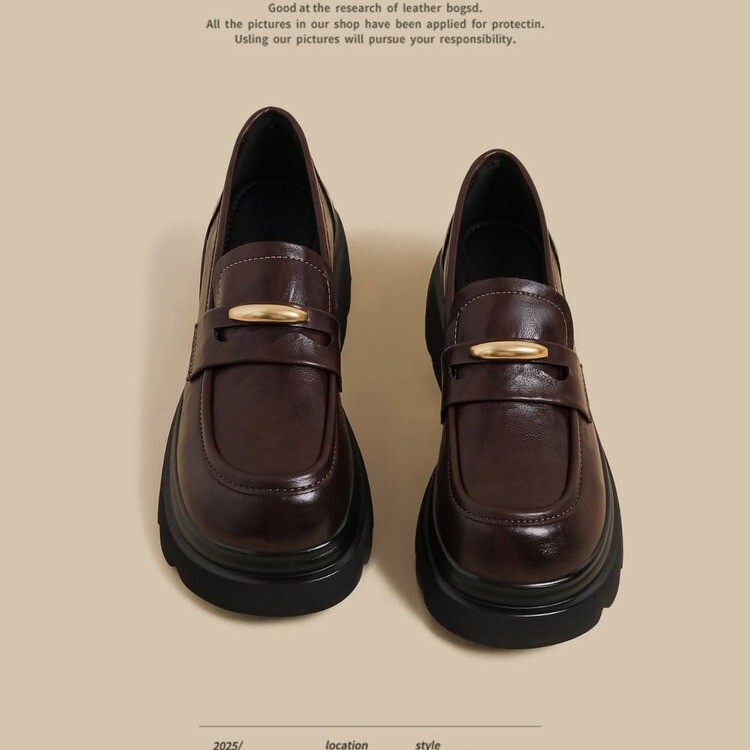 High-Quality Women's Shoes 2026 Spring New Style British Style Slip-On Thick-Soled Leather Shoes Women's Work Shoes Loafers for Women High-Quality Women's Shoes 2026 Spring New Style British Style Slip-On Thick-Soled Leather Shoes Women's Work Shoes Loafers for Women