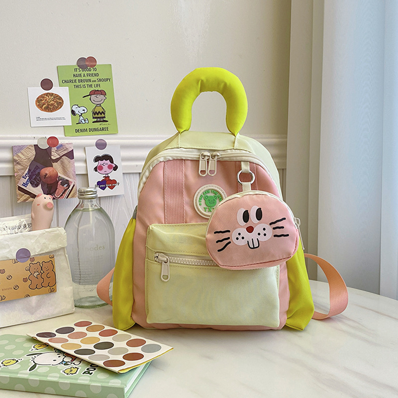 Mochila de jardín de infantes coreana, mochila pequeña para niños y niñas, 3-6 años, 9 mochilas para bebés, mochila de color de contraste de dopamina