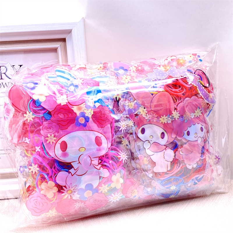 Tombro para niños, banda de goma, anillo para el cabello de color negro, no daña el cabello, cuerda para el cabello, bolsa de estrella de cinco puntas de dibujos animados, anillo para el cabello personalizado