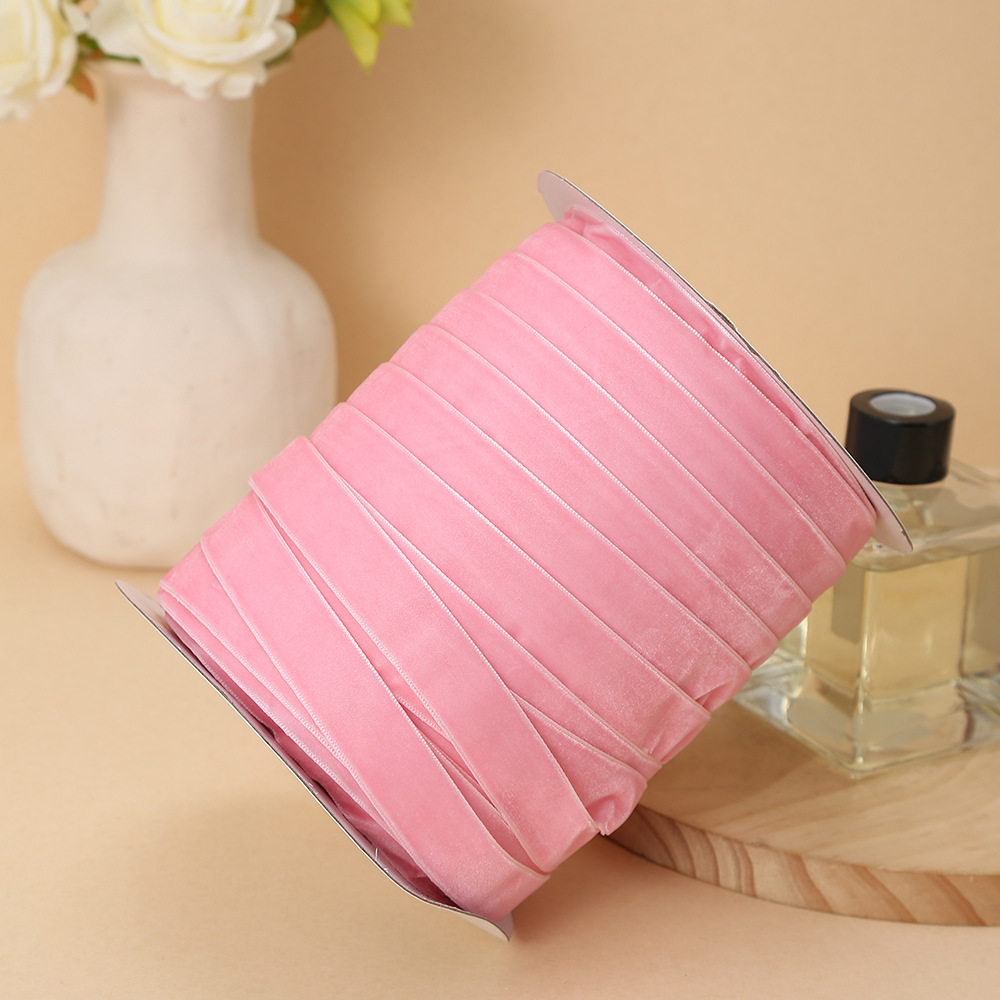 Cinta flocada de 2cm Cinta de terciopelo de una cara Cinta de satén de terciopelo Cinta de terciopelo sin cinta elástica Accesorios de bricolaje en stock