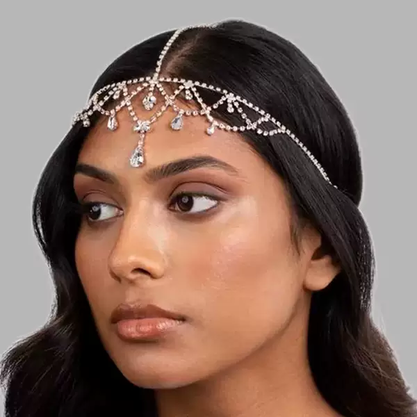 European and American Cross-Border Multi-Layer Rhinestone Tassel Hair Chain Bridal Forehead Chain Full of Rhinestones Brow Pendant Forehead Ornament Hair Chain