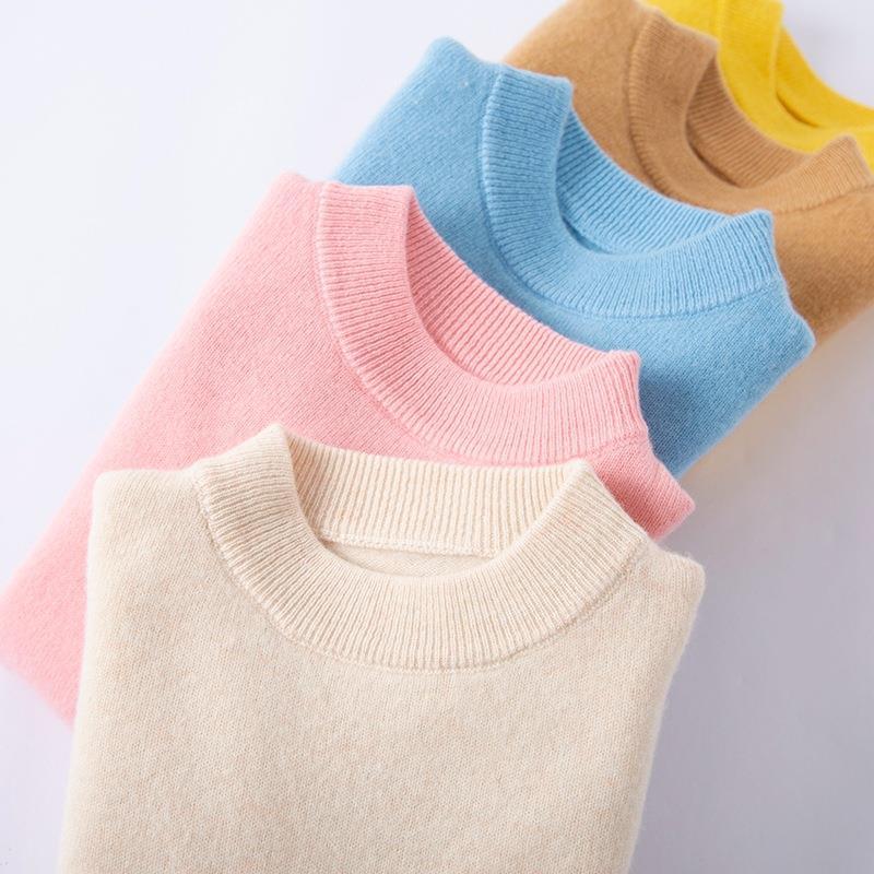 Children's knitted woolen autumn demi-season solid color keep warm…
