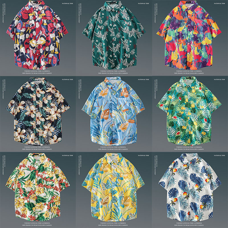 Summer short-sleeved shirt Women's Japanese ins Hawaii beach super popular cec holiday Hong Kong style loose half-sleeve shirt