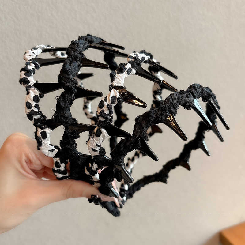 Simple con dientes ondulados banda de cabello para mujeres de alta presión craneal banda de cabello para el cabello diaria universal clip de cabello acabado artefacto tocado