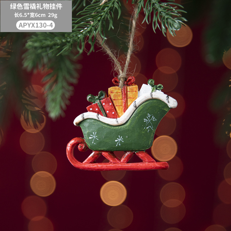 クリスマスツリー色樹脂レトロそりペンダントクリスマス装飾 diy ペンダントクリスマス雪だるま老人ペンダント|undefined