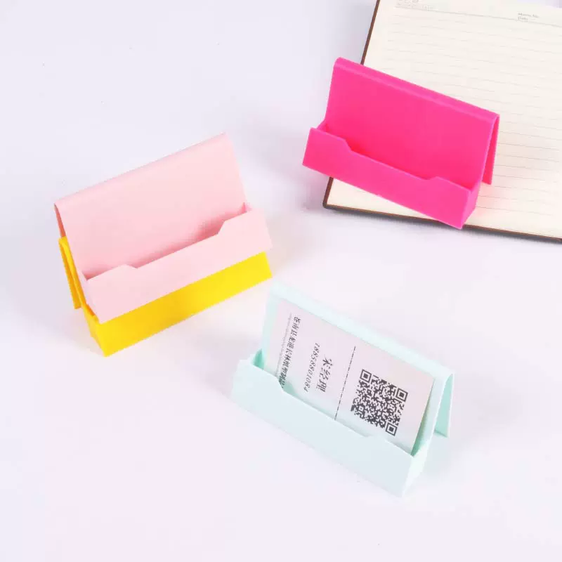 名片盒可印字 名片架桌面名片座商务大容量名片双用手机支架批发