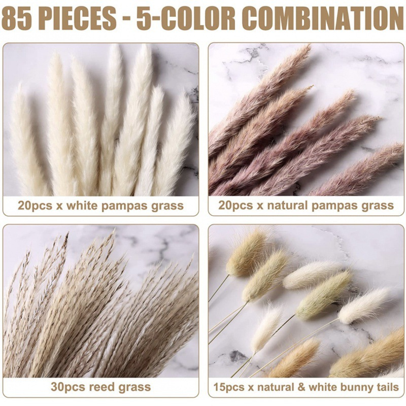 Ramo de caña de flores secas de Amazon, batidor de hierba de cola de conejo, ramo de flores secas de Yunnan, decoración de muebles al por mayor