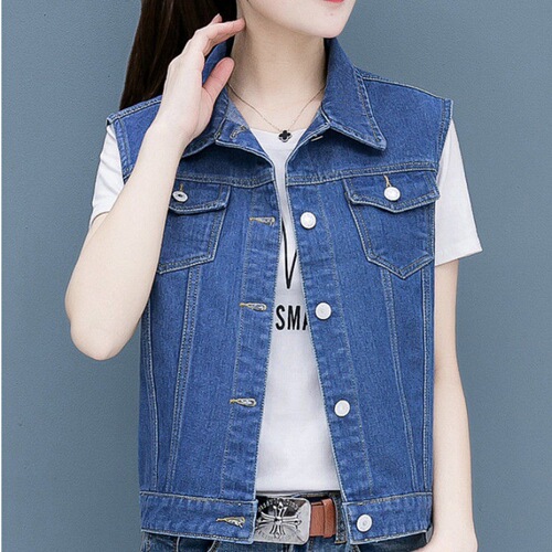 New Arrival Cute & Fresh Style Casual Denim Vest for Women—Available in Plus Sizes Up to 200 lbs