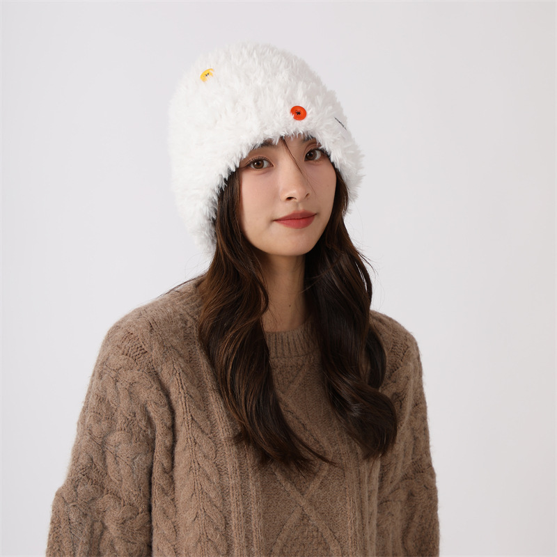 Cervo bianco stesso stile bambini autunno inverno peluche lana ispessita e calda pulsante mostra faccia piccola grande testa_voghion.com