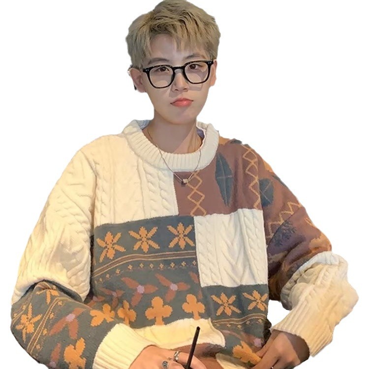 Suéter grueso de invierno de otoño e invierno para hombres, tendencia coreana, suéter de punto japonés suelto, chaqueta de suéter perezoso estilo Hong Kong