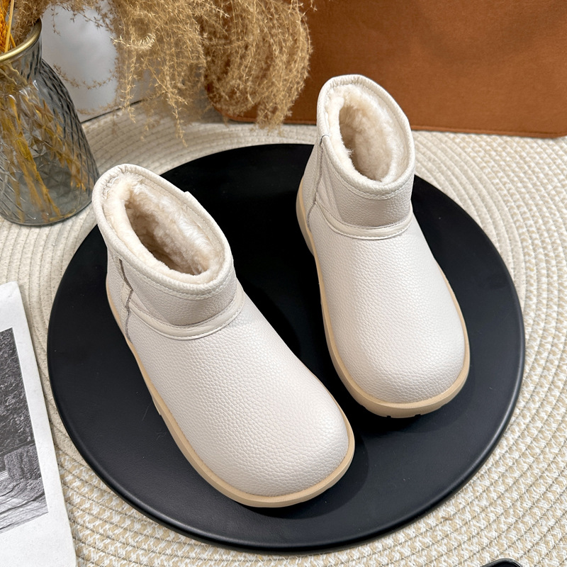 冬季新款雪地靴皮毛一体中筒靴羊羔毛家厚毛保暖雪地棉防滑软底靴