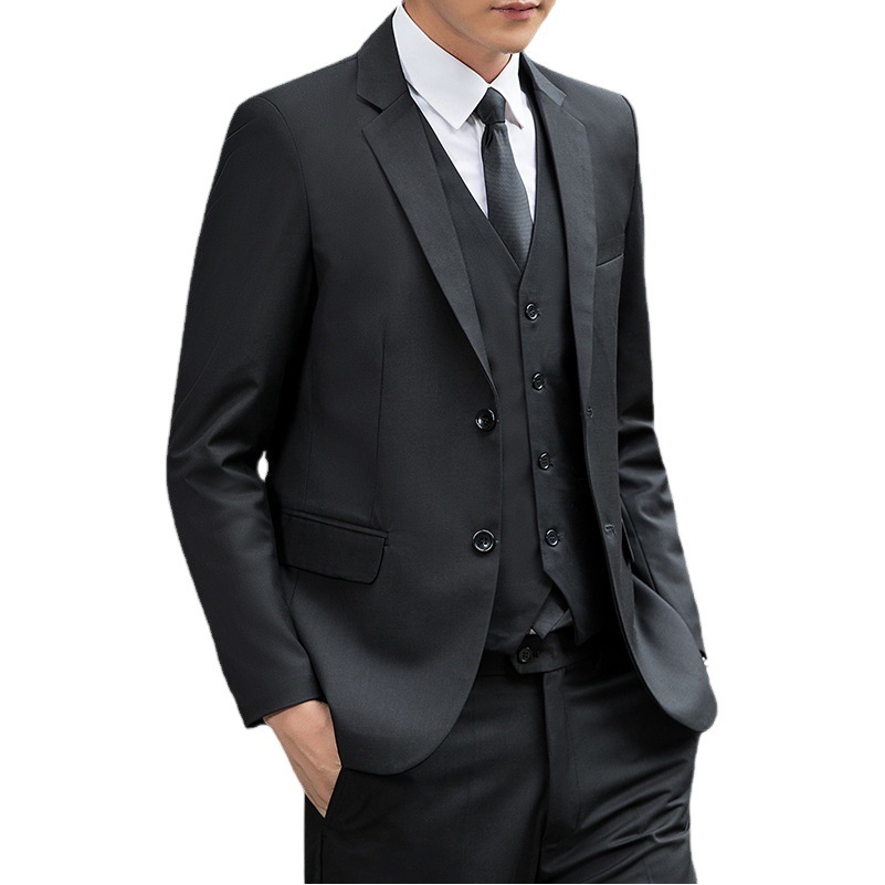 Suit Men's Suit Slim Business Casual Wedding Work Korean Suit Three-Piece Business Suit Groomsmen Group Suit