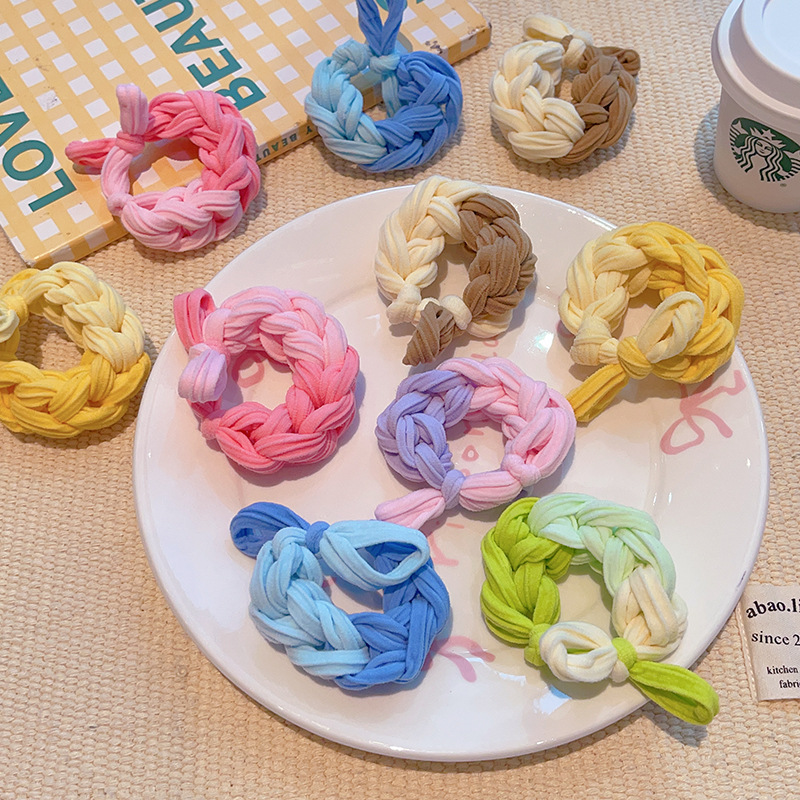 Niños gruesos trenzados lindos cabello de correa de dopamina de color cuerda de cabeza de bola de cola de caballo no lesionar joyas para el cabello