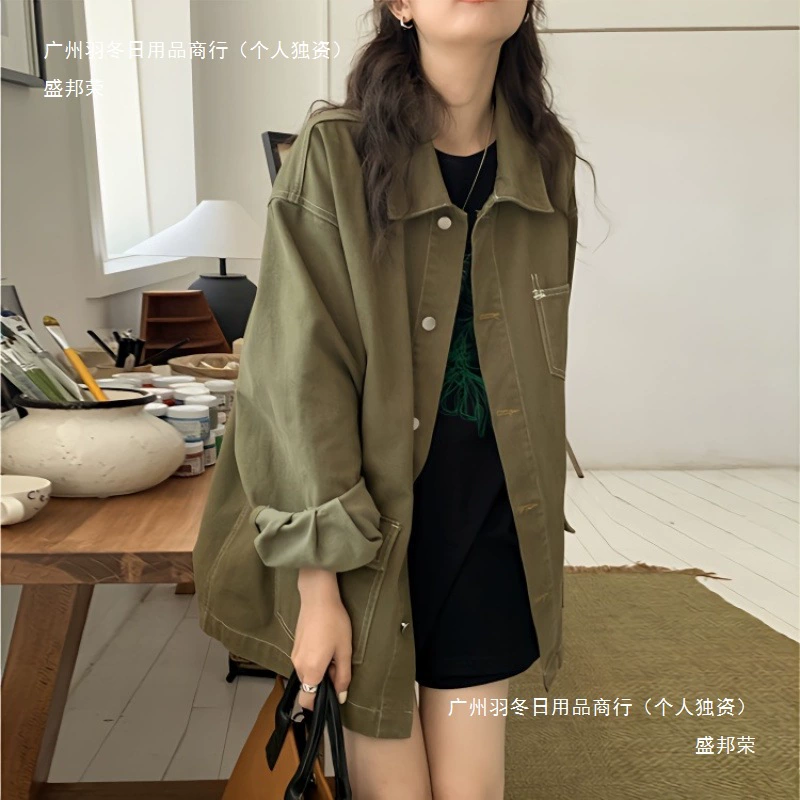 Джинсовая куртка женская, весна-осень 2024, новые однобортные свободные повседневные нишевые топы с длинными рукавами, модный европейский и американский хлопок