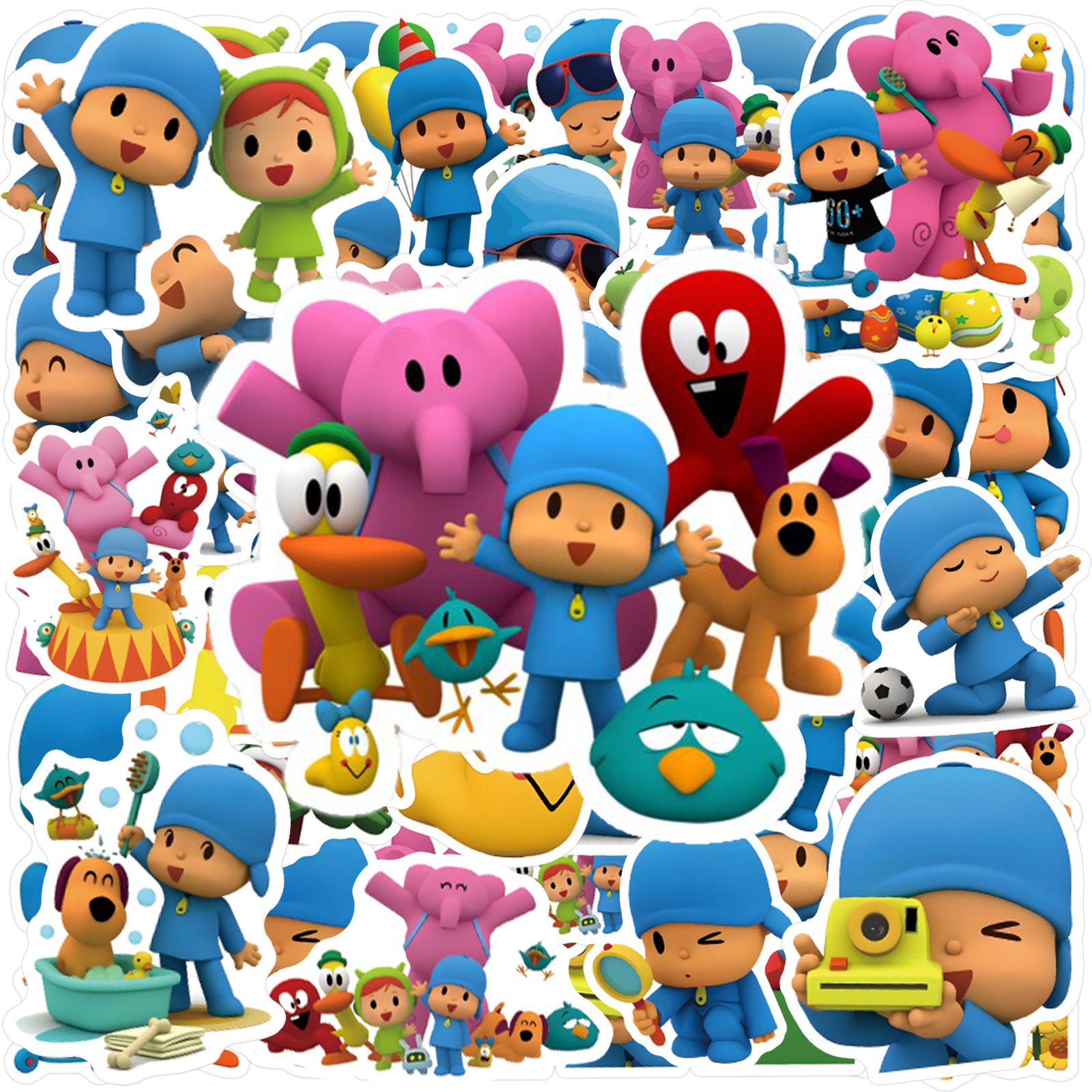 55 Cartoon Pocoyo Stickers, Cute Animated Pocoyo Water Cup, Suitcase, Notebook, Waterproof Graffiti Stickers