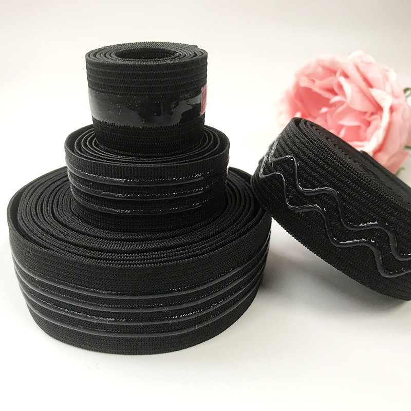 针织松紧带防滑松紧带滴胶弹力带波浪直线硅胶橡根滴胶