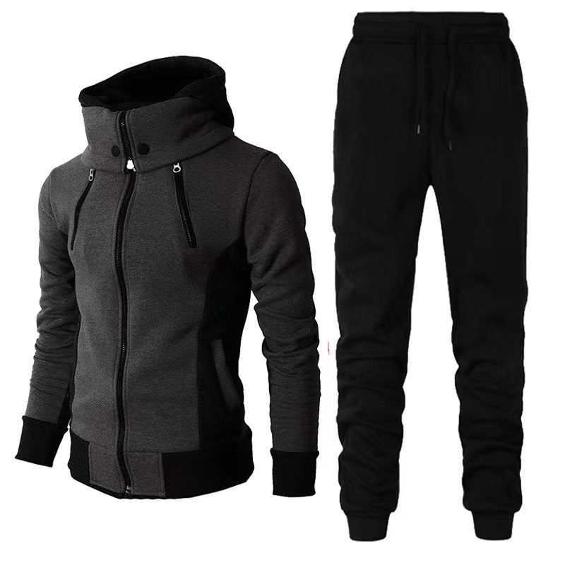 Herrenbekleidung Mode Outdoor-Sport Jugend Herren Kapuzenpullover Hose Herbst und Winter Freizeit Zweiteilige Jacke Jugendanzug_voghion.com