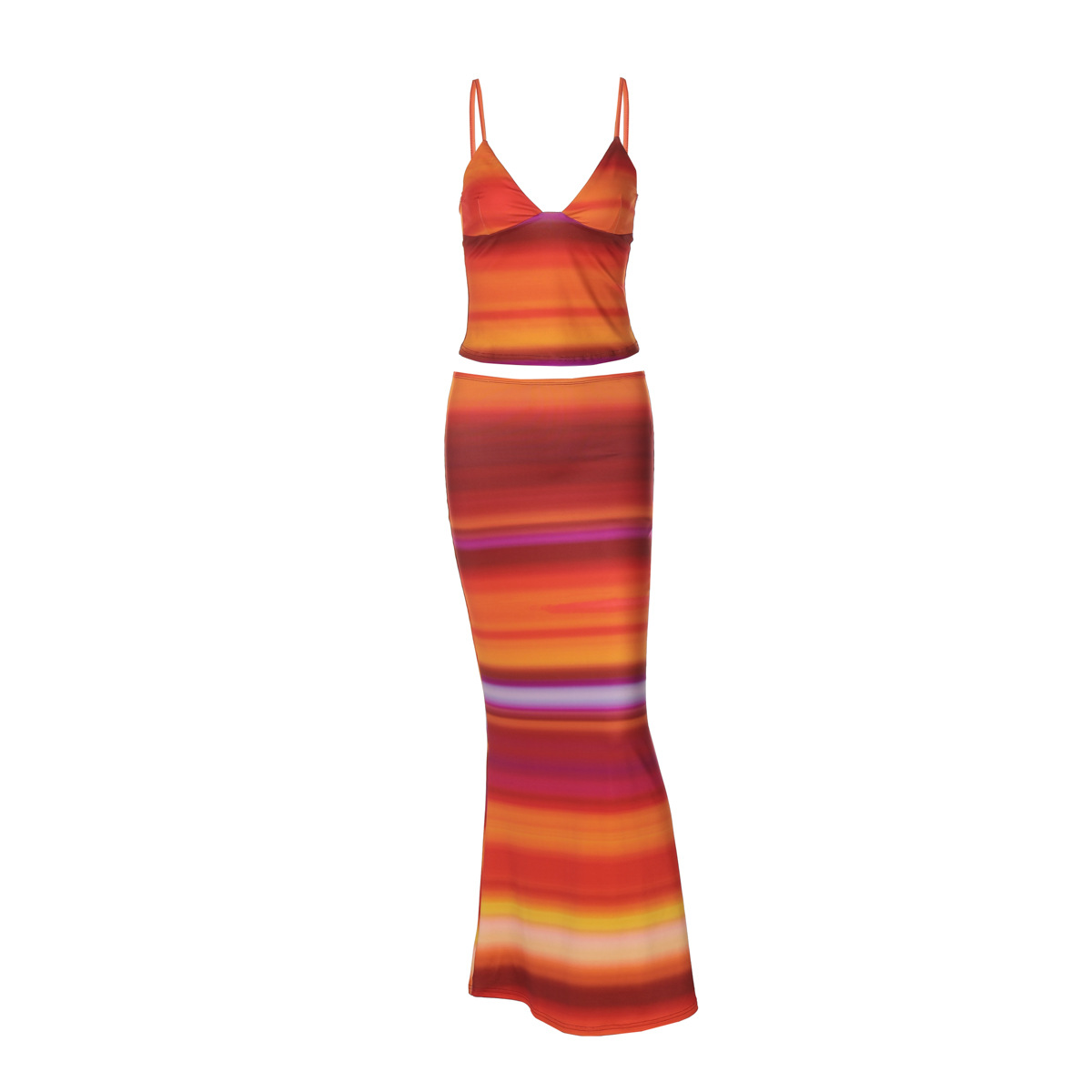 Zomermode 2026: bedrukte camisole met V-hals, slim fit bodycon rokje en bijpassende set, groothandel voor dames_voghion.com