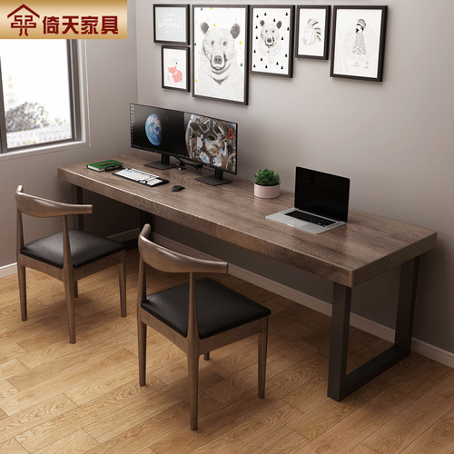 An American Industrial Style Wooden Gaming Desk for Home Office, Student Use, and Dual Use with Chair