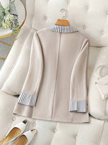 2025 European and American Cross-Border New Women's Wear: British-style Loose-Fit, Slimming Contrast-Color Lapel Suit Jacket for Women