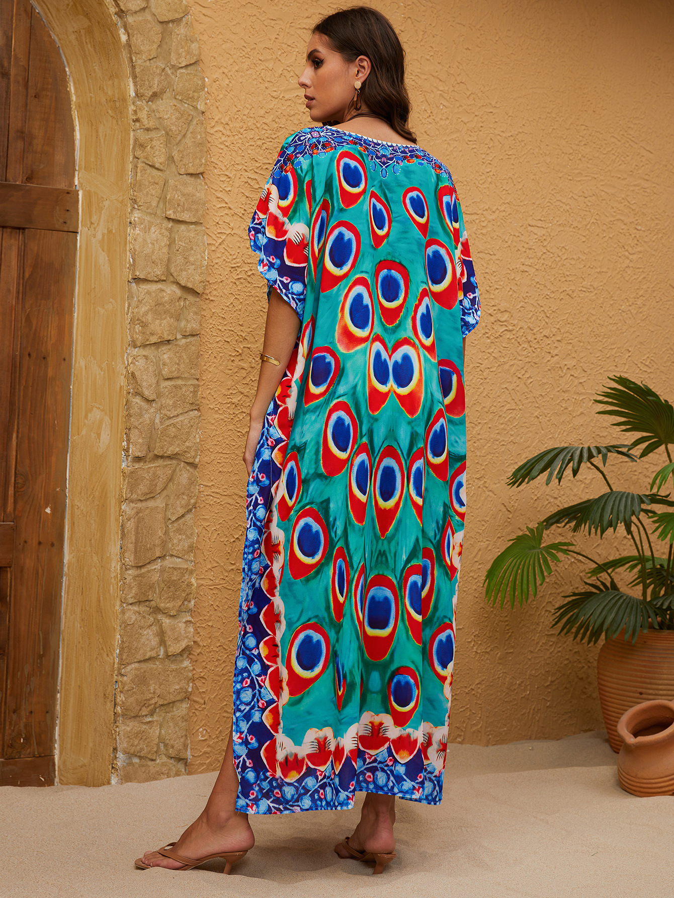 Nuevas camisetas de playa europeas y estadounidenses transfronterizas bohemias faldas largas camisetas protectoras de sol de vacaciones camisetas de baño Z502